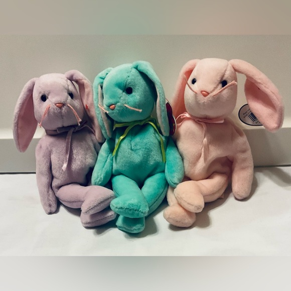 Ty trio of bunny rabbit beanies pair nice for Easter Floppity, Hippity, Hoppity - Picture 2 of 8